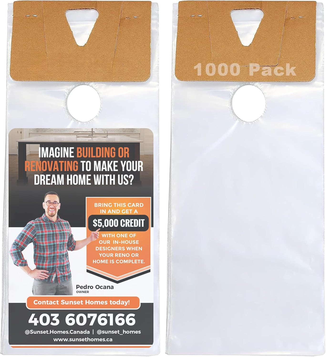 Tidyfriend Plastic Door Hanger Bags 6” X 12” (1000 Pack), Clear Door Hanger Bags