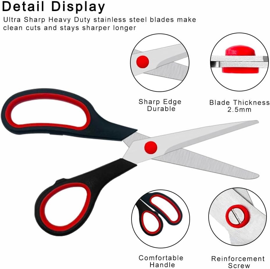 Scissors, 2 Pack 7.5 inch Scissors for Office and Home, Scissors All Purpose ...