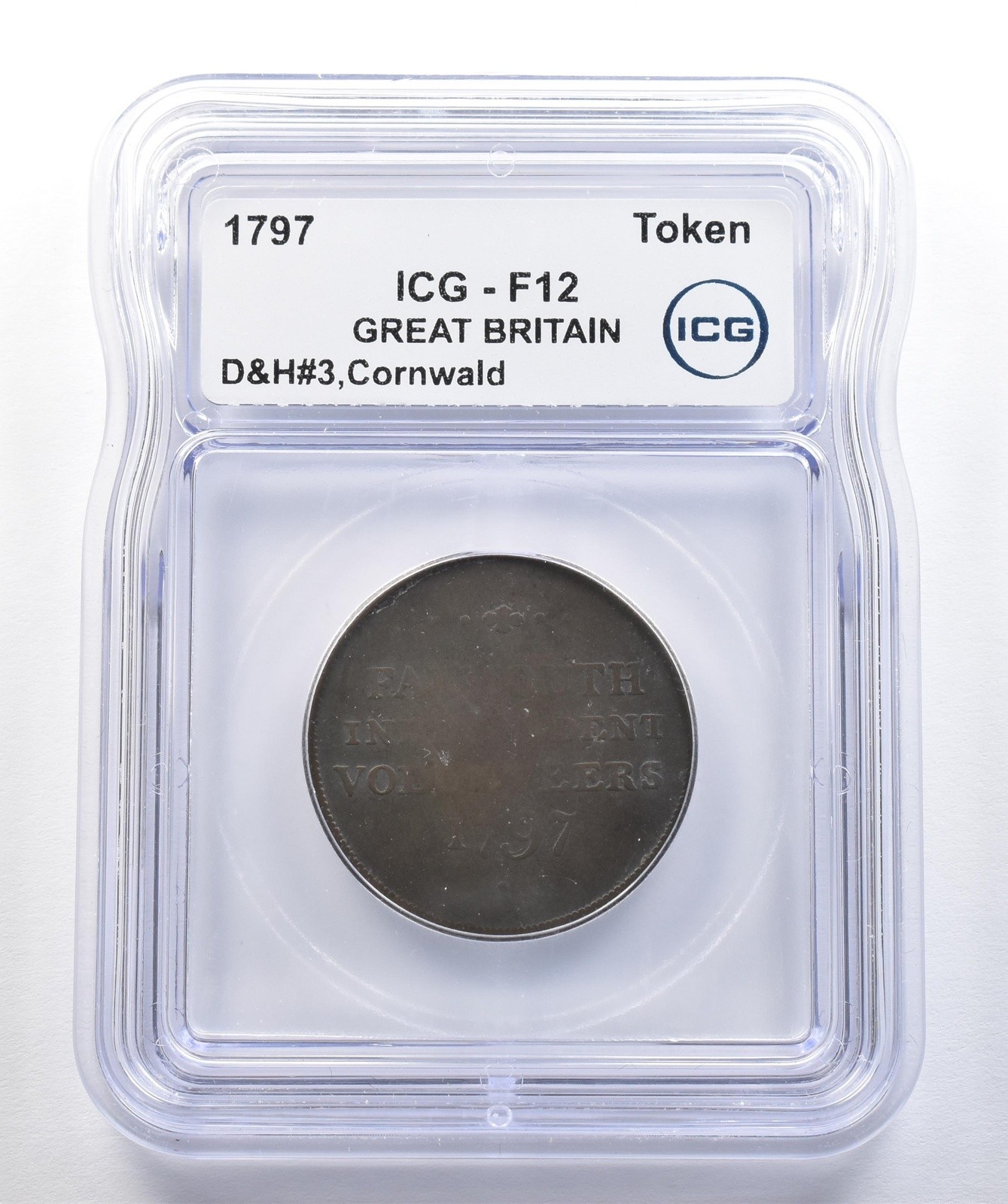 1797 Great Britain Half Penny Token Cornwall D&H#3 F12 ICG *7781