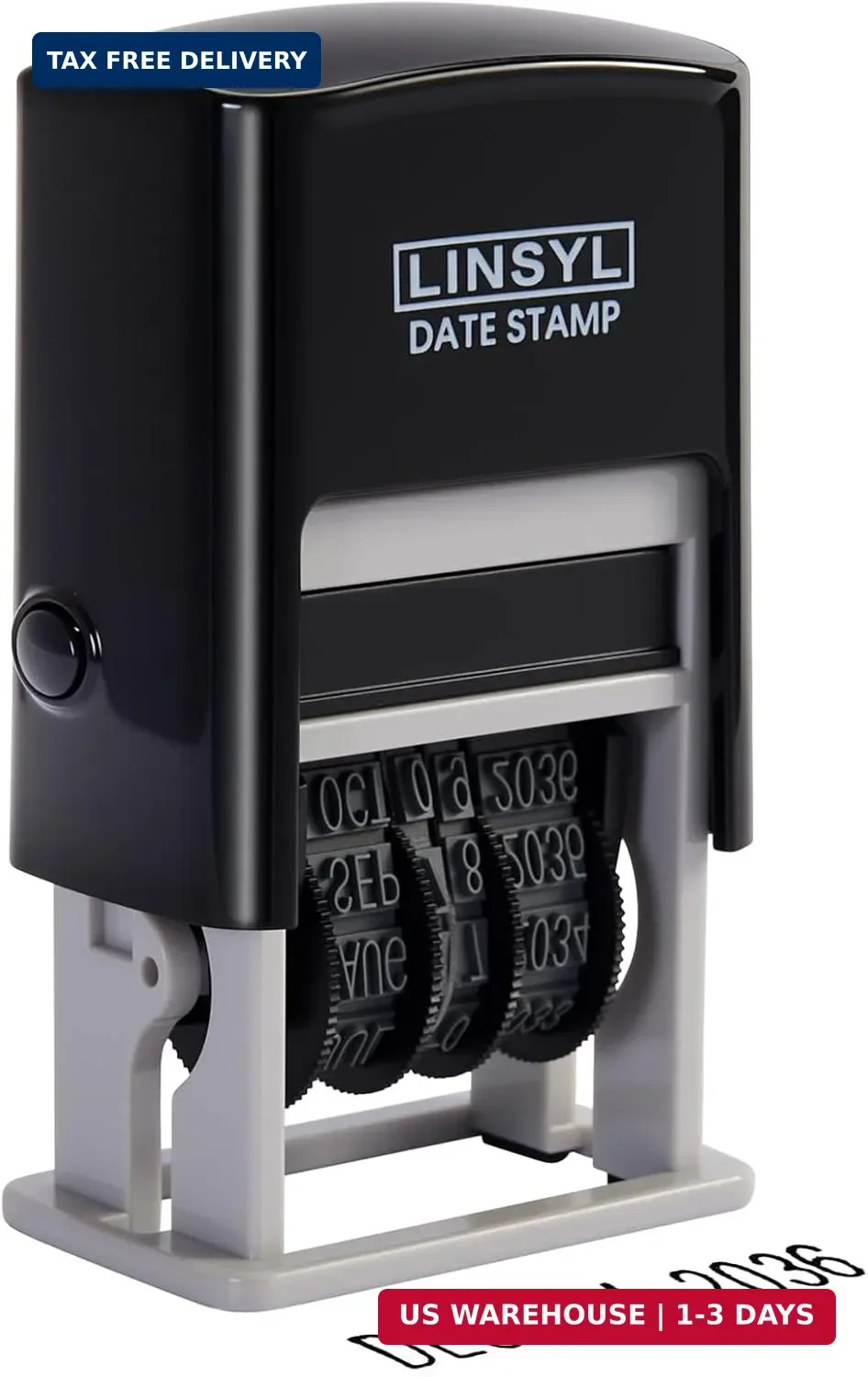 Self-Inking Date Stamp with Built-in Black Ink Pad | 12-Year Adjustable Date Sta