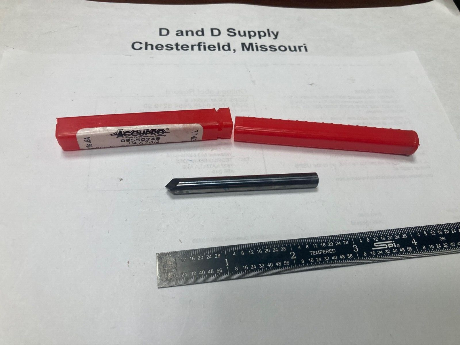 Accupro 922500120, 1/4", 2-Flute, 120°, Solid Carbide Chamfer Mill, USA