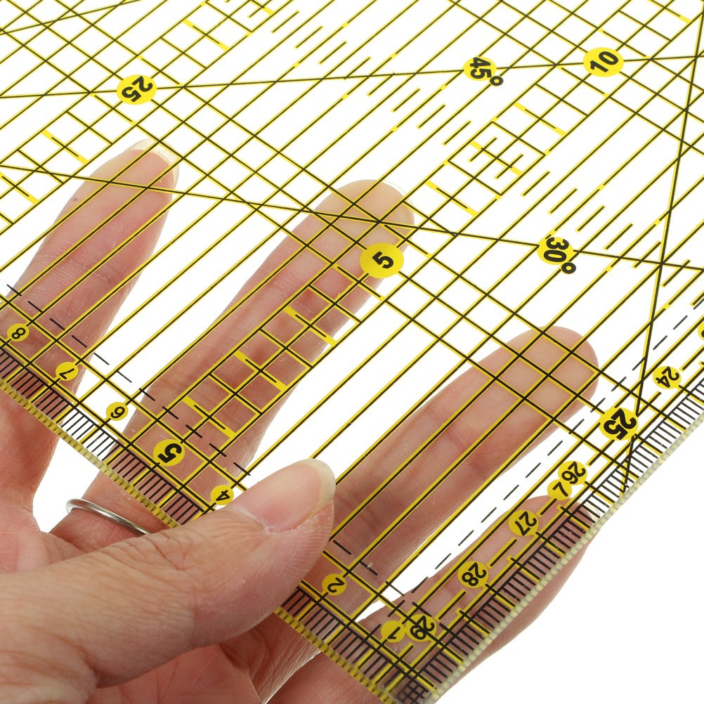 Multi Colored Patchwork Ruler with Contrasting Lines for Easy Fabric Visibility