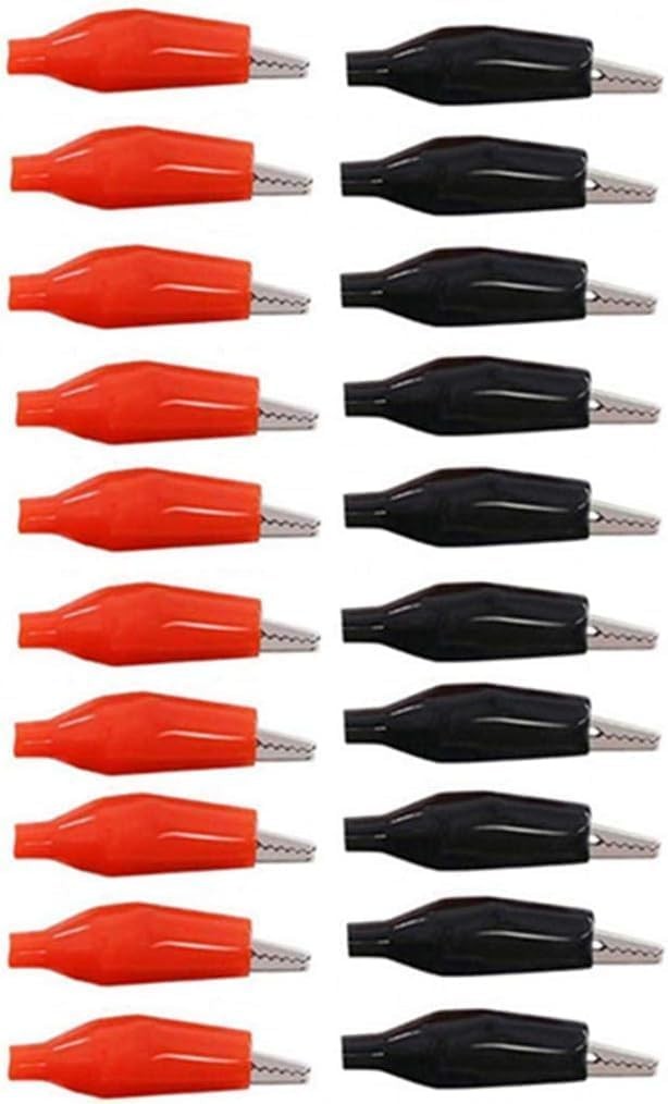 20Pcs Insulated Alligator Clips Black Red Test Lead Clamp Heavy Duty Electrical