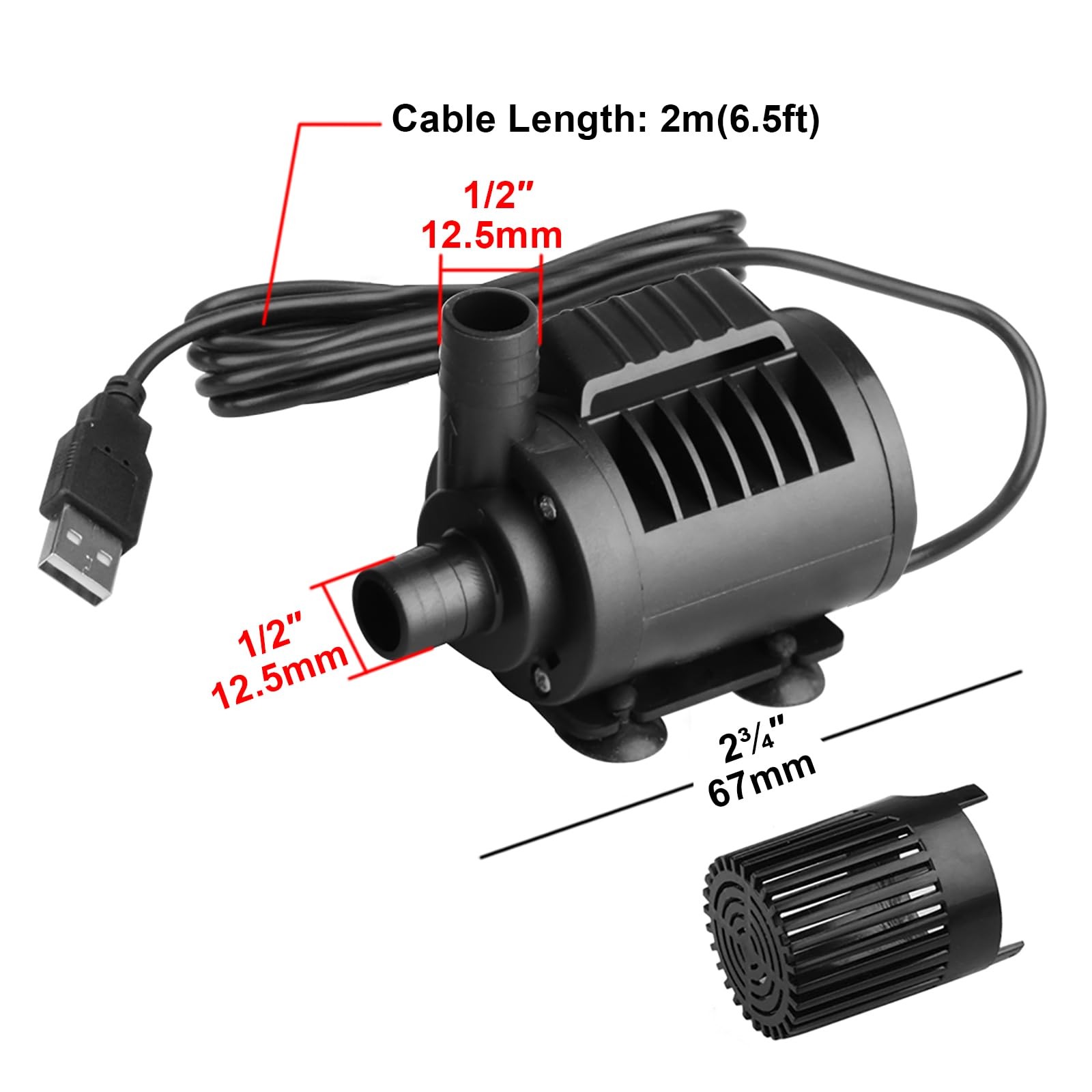 6.5W USB Submersible Clear Water Pump with Adjustable Flow Rate, Mini Pump fo...