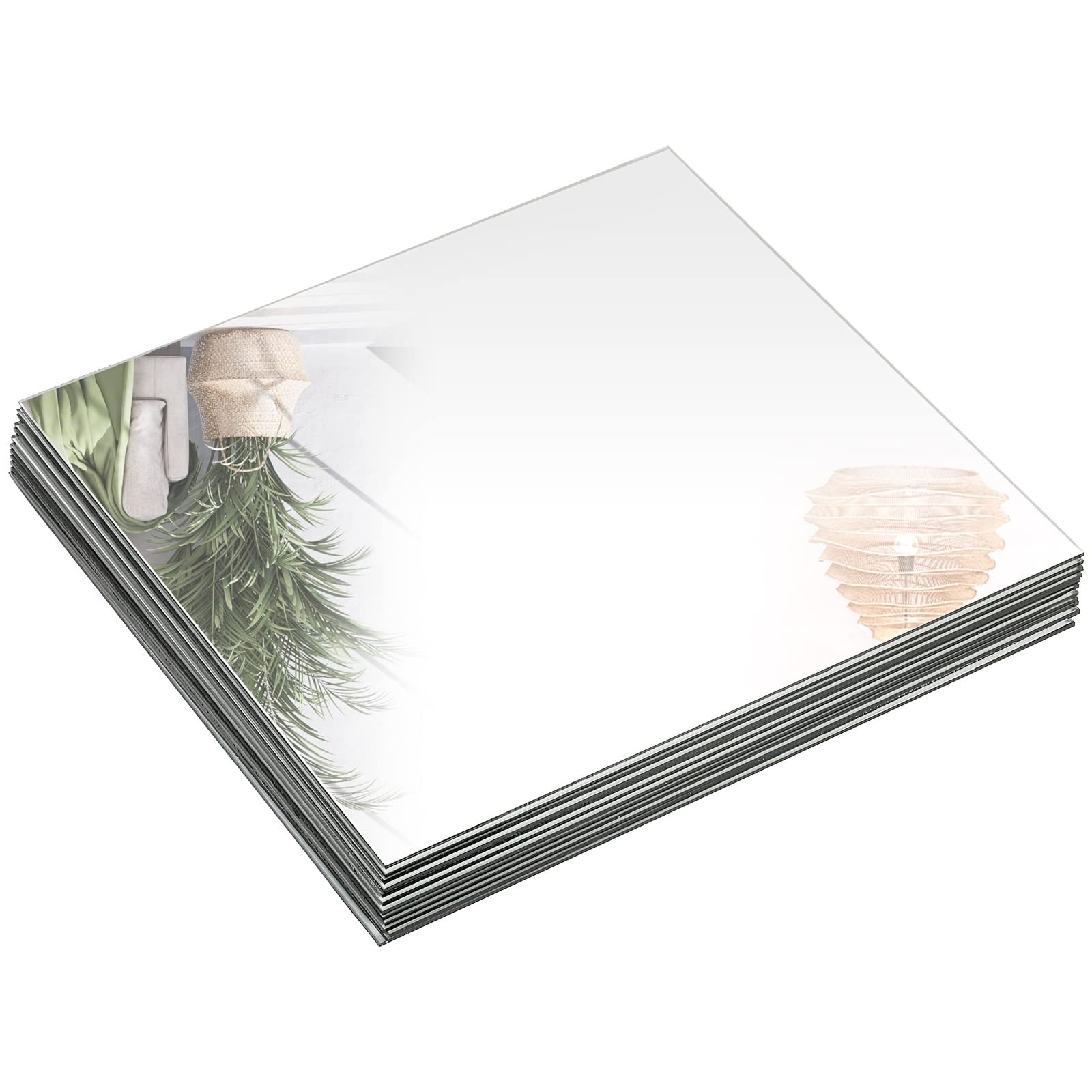 Set of 12 Square Mirrors for Centerpieces, 10 x 10 Inch Glass Mirror Tray Can...