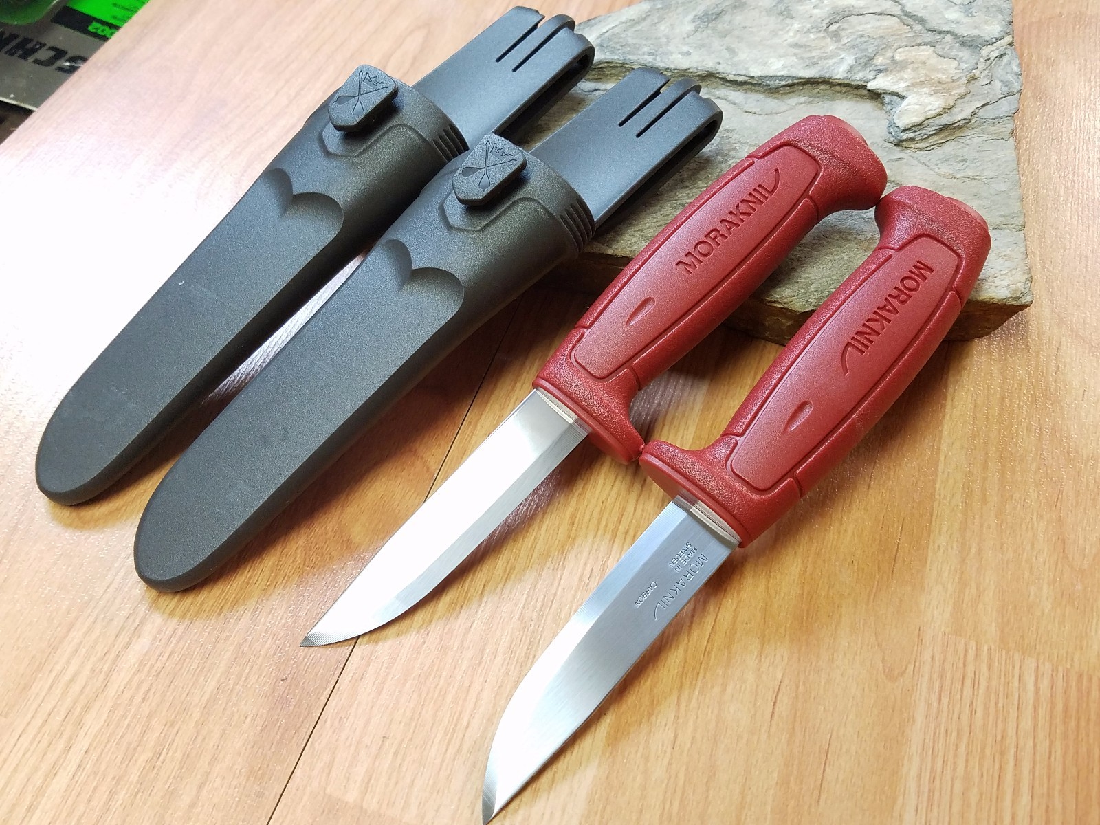2 Pc Lot Mora Morakniv Basic 511 8" Carbon Steel Red Camp Survival Knife 1502