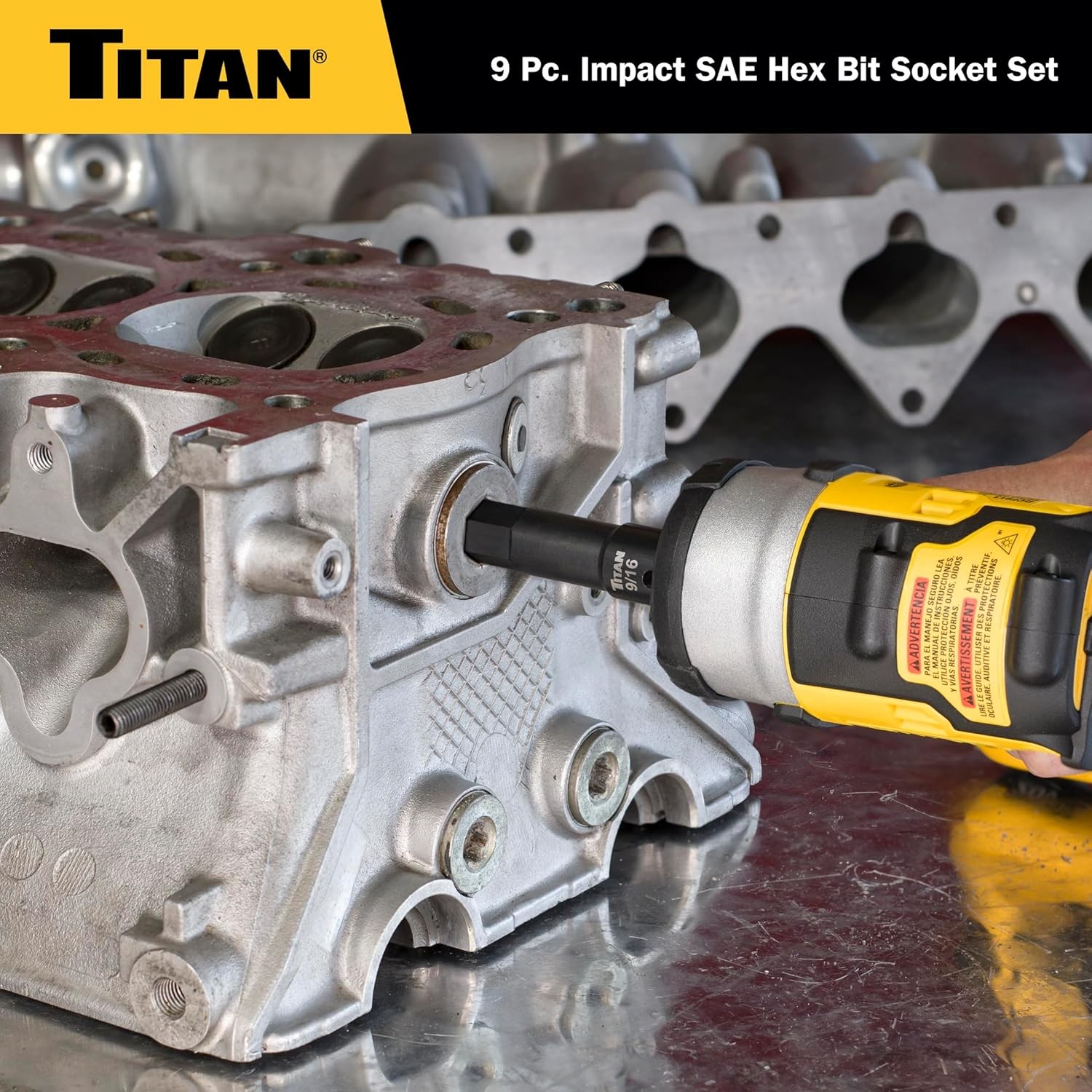 Titan Tools 9-Piece Impact SAE Hex Bit Socket Set (49010)