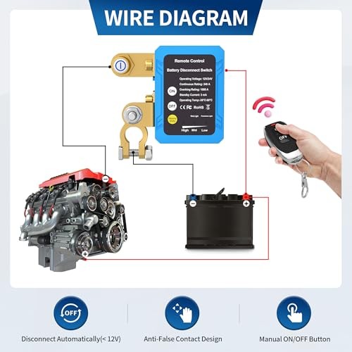 Kill Switch 12V 240A Remote Battery Disconnect Switch Automatic Regular style
