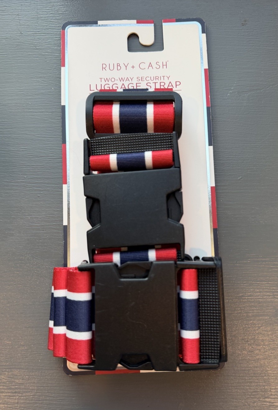 NEW Ruby Cash  2-Way Luggage Suitcase Strap Travel Red White Blue