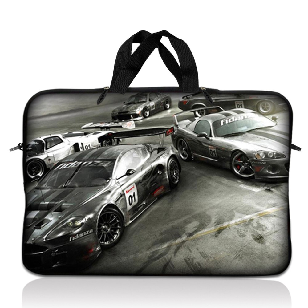 17" 17.3 Inch Laptop Bag Sleeve Carry Case w Handle Macbook Notebook Racing Cars