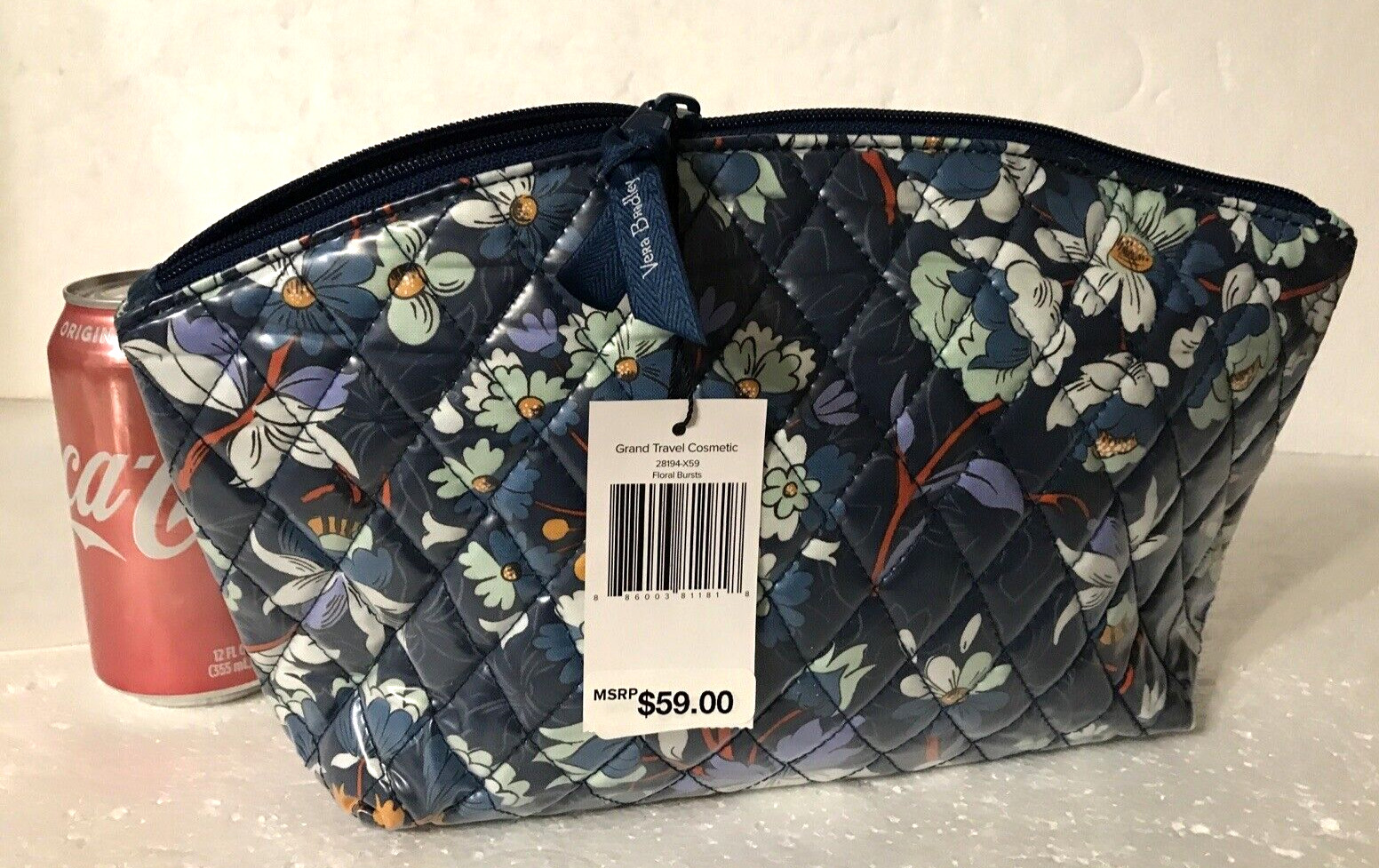 Vera Bradley Grand Cosmetic Bag in Floral Bursts 12 x 7 x 3  New MSRP $59