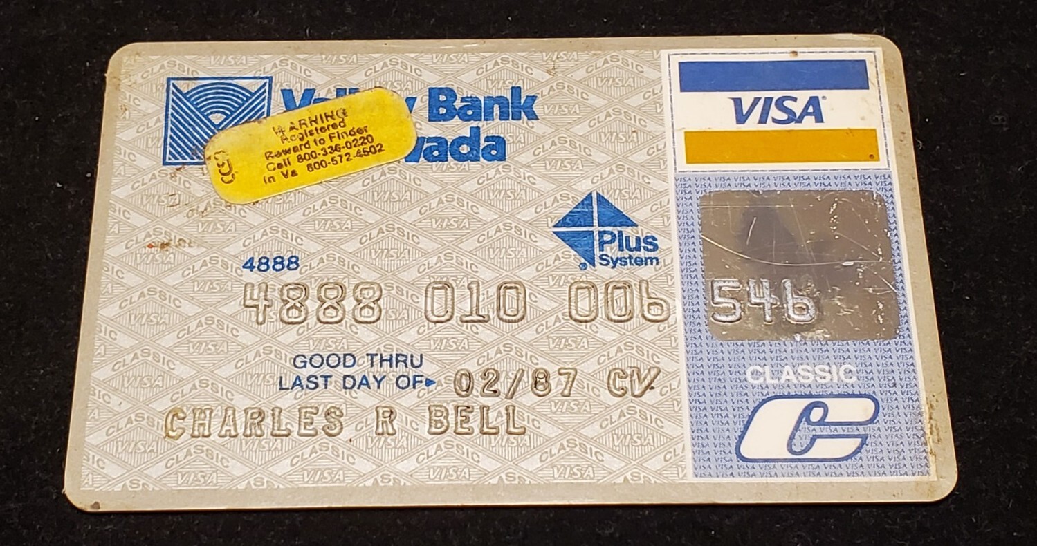 Valley Bank of Nevada Visa Classic Credit Card ~ exp 1987 ~our# cc1480