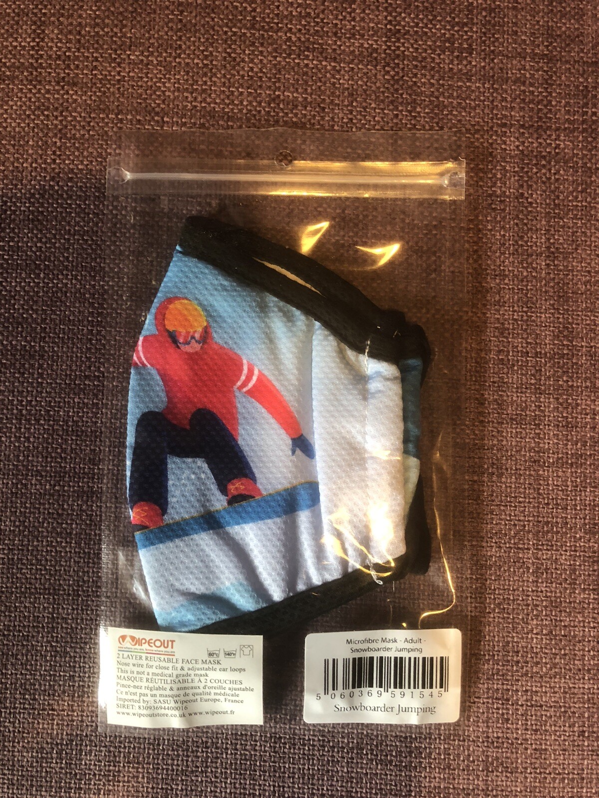 Snowboarder 2 layer reusable face mask
