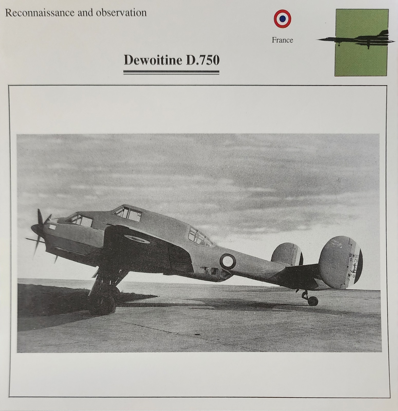Dewoitine Plane Picture Original Aircraft Vtg Specs Detail Info Collector Card