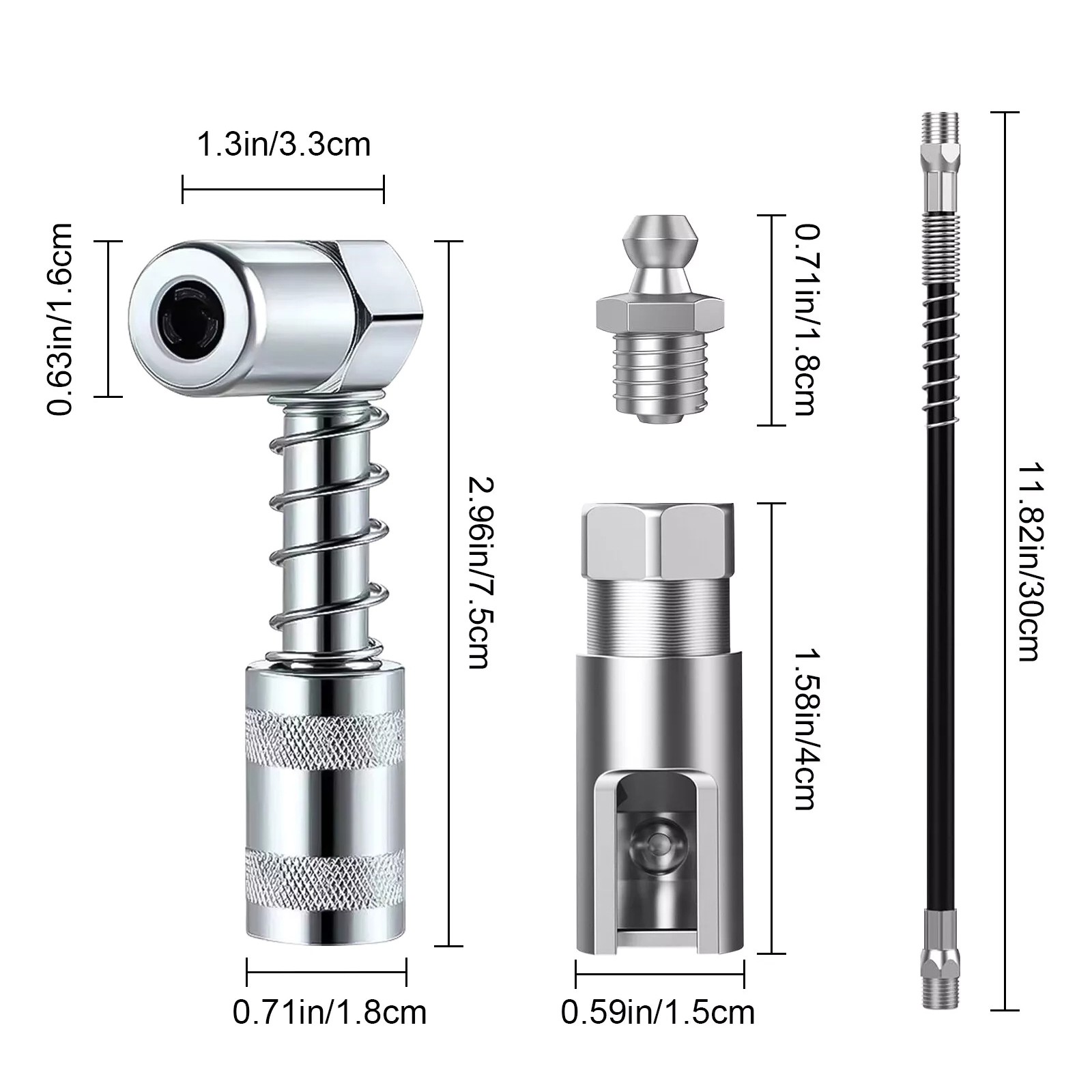 Right-Angle 90-Degree Push-on Grease Coupler With 1/8 Inch NPT Threads