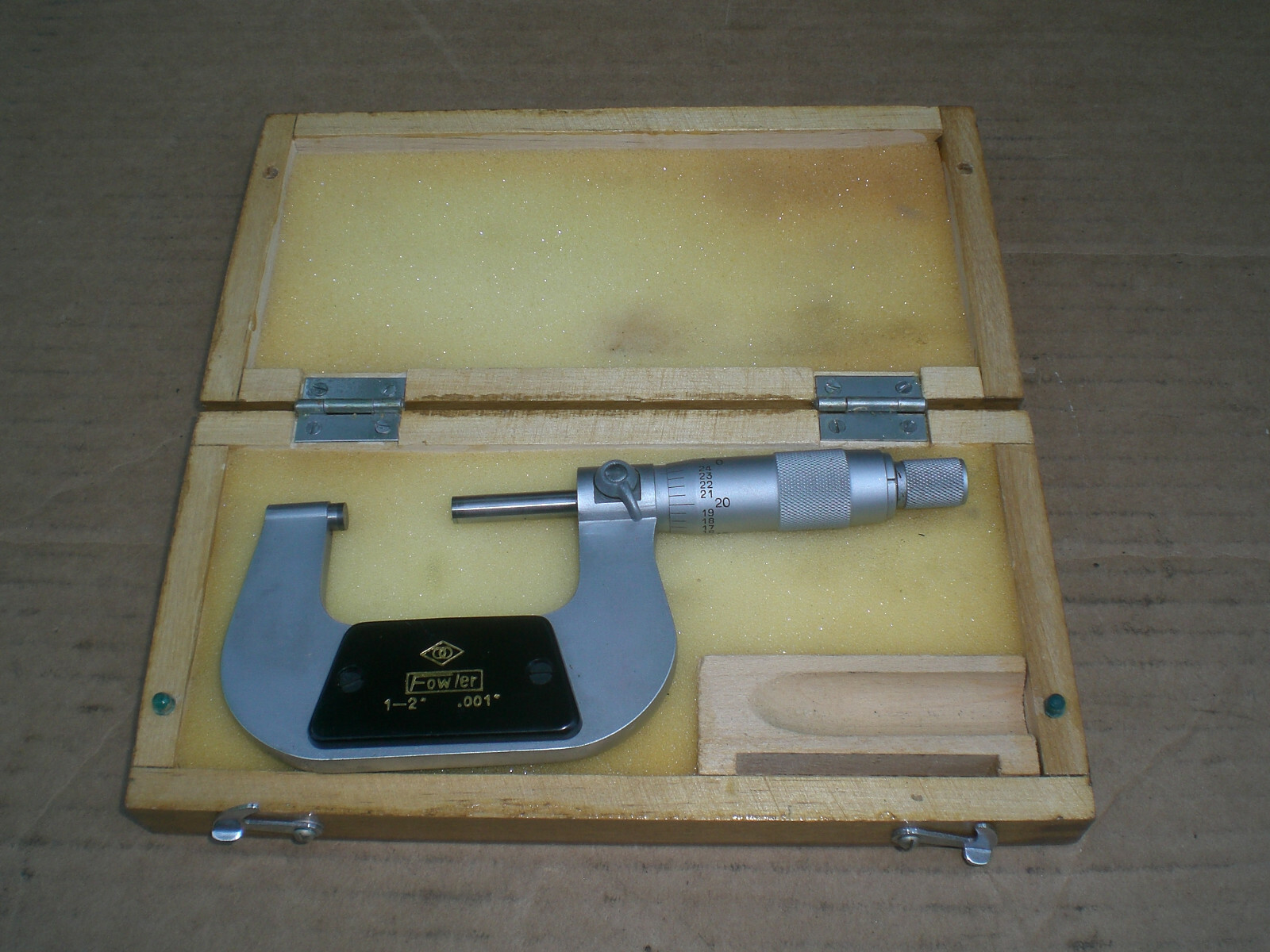 Fowler 1-2"   Micrometer  .001"  with wood case
