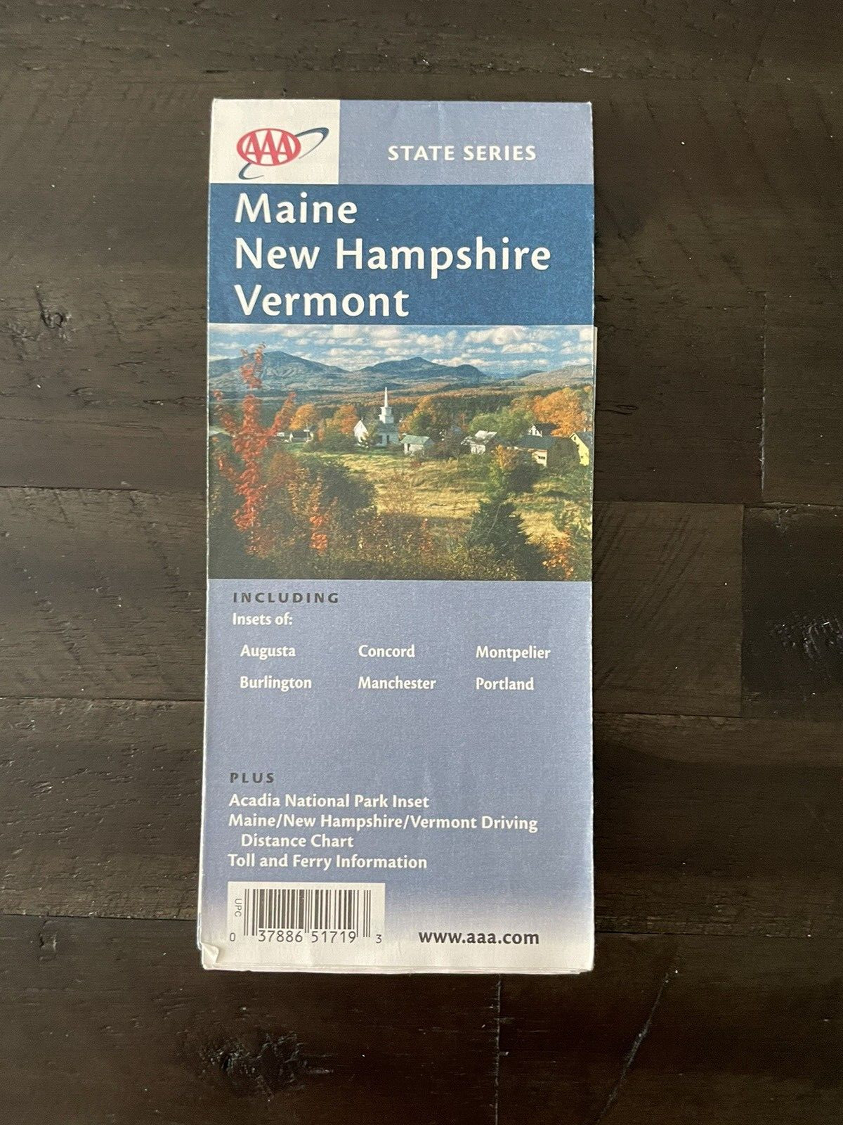 AAA Maine New Hampshire Vermont State Series City Map Roads Used