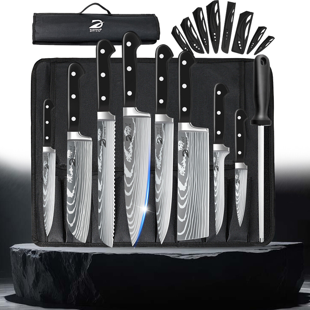 Professional Chef Knife Set 8PCS Kitchen Knife Set with Bag with Knife Sharpener