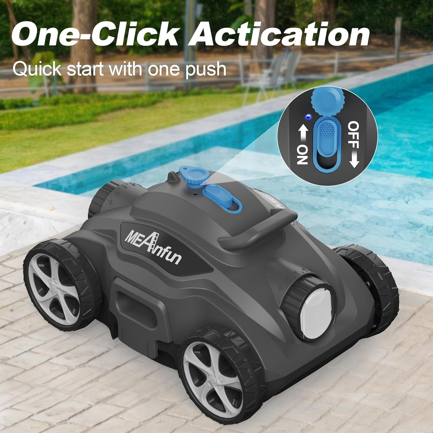 CORDLESS BLUE ROBOTIC POOL CLEANER Meanfun MF-PC01 GRAY NEW