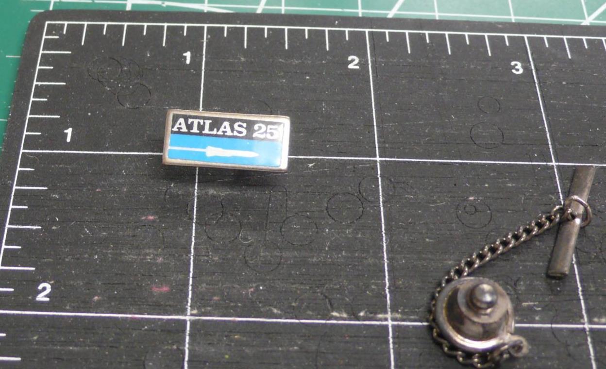 A fantastic  Atlas rocket Launch Vehicle 25 Years  employee  pin.