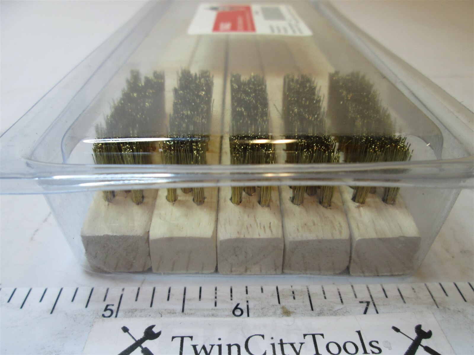 (5) Pack Curved Wood Brass Scratch Brush 3 x 7 Rows 1/2" Trim New