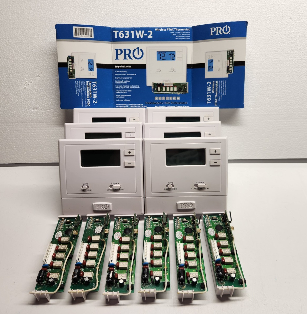 Lot of (6) USED Pro1 T631W-2 Wireless Non-Programmable Thermostat PTAC units