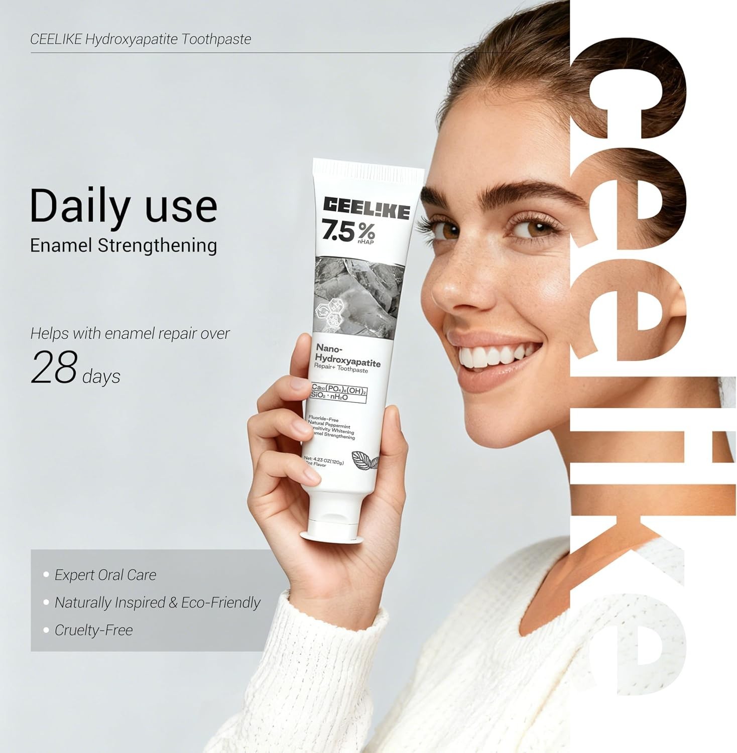 CEELIKE 7.5% Nano Hydroxyapatite Toothpaste - 2 x 4.23 oz