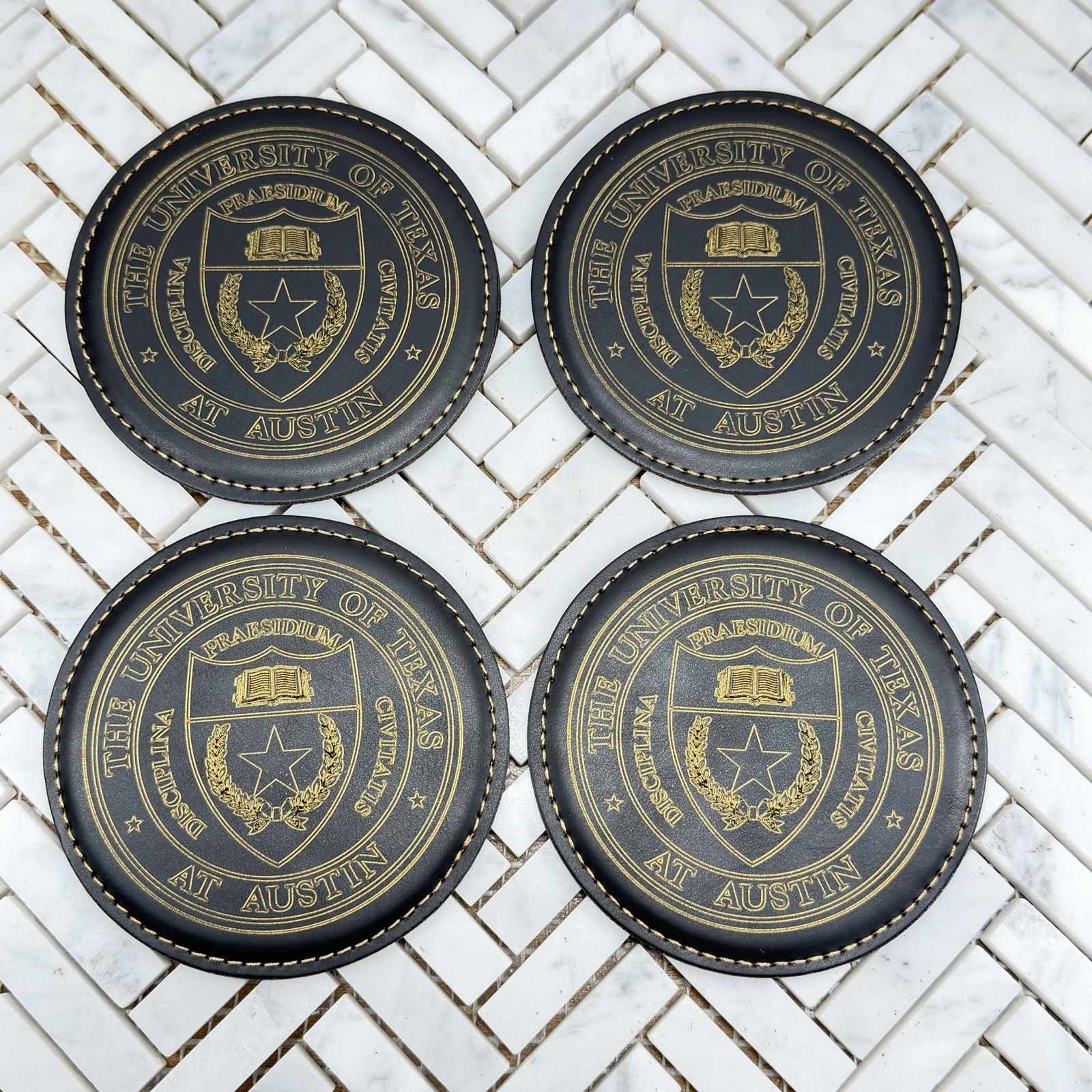 University of Texas Coasters Gold on Black - NEW - FREE SHIPPING