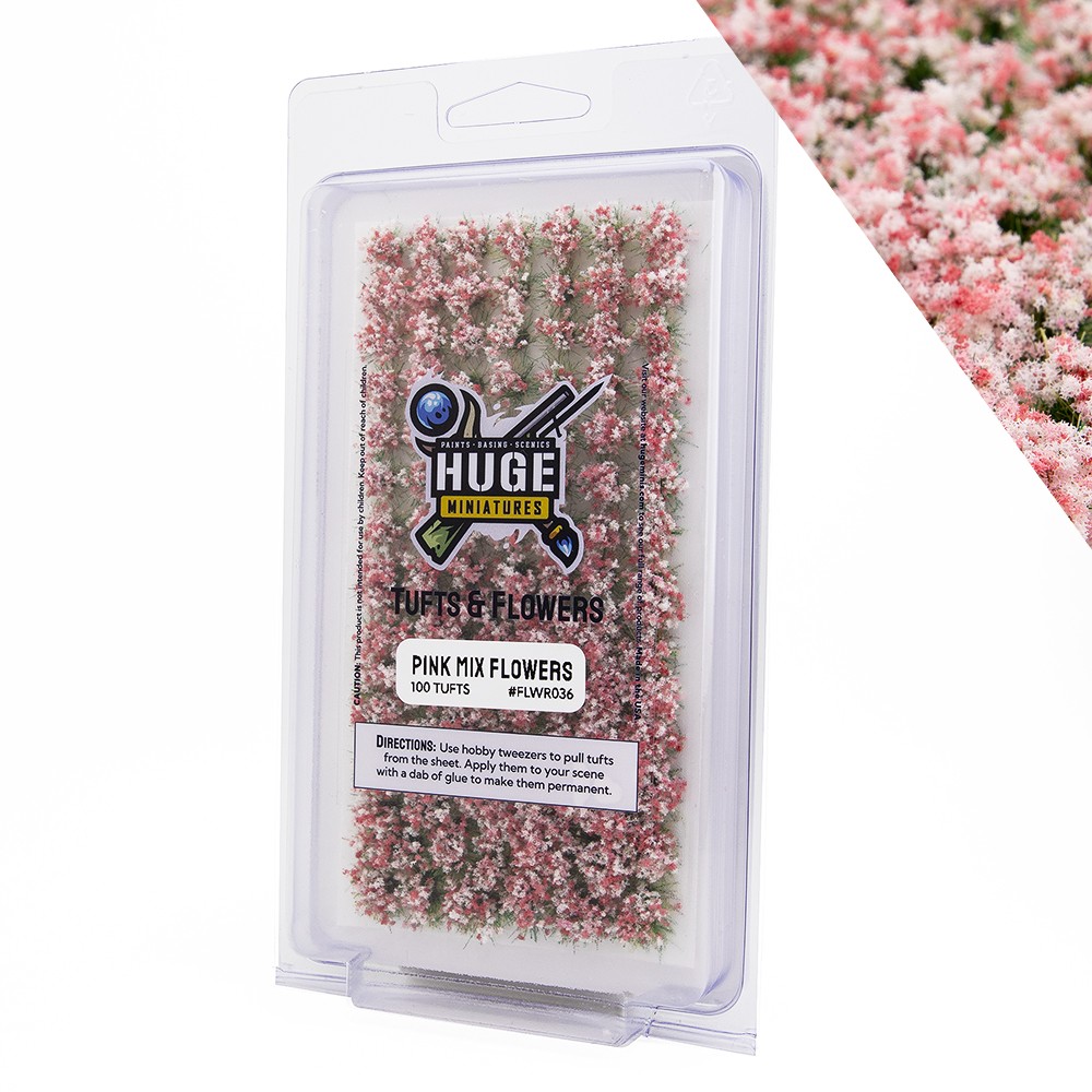 Huge Miniatures Flower Tufts, Pink Mix Huge Minis – 100 Grass Tufts