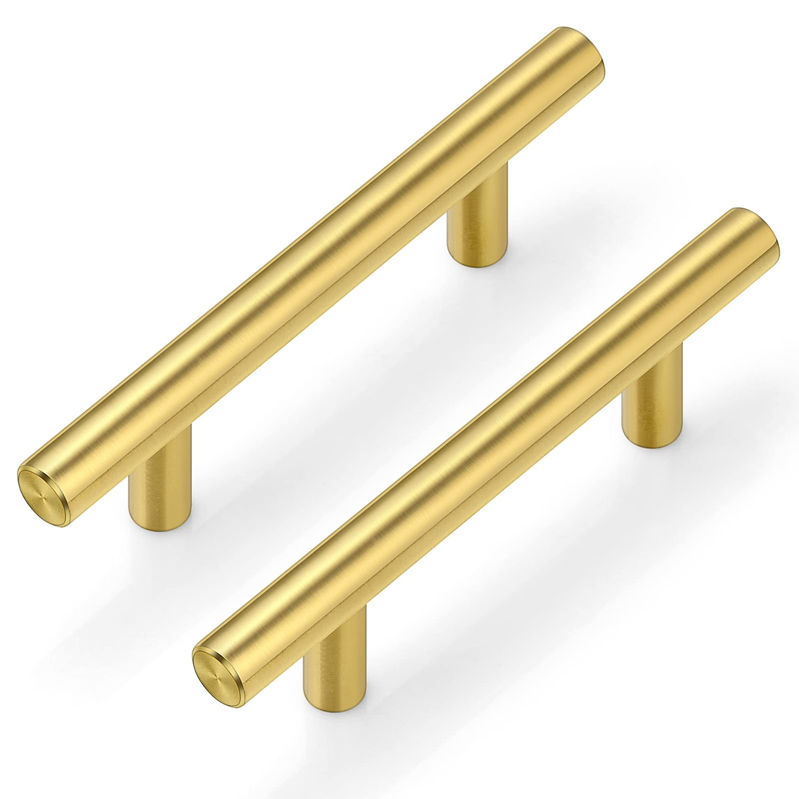 Plustool 30Pack 3''Hole Centers Gold Cabinet Handles-Brushed Brass Cabinet Pulls