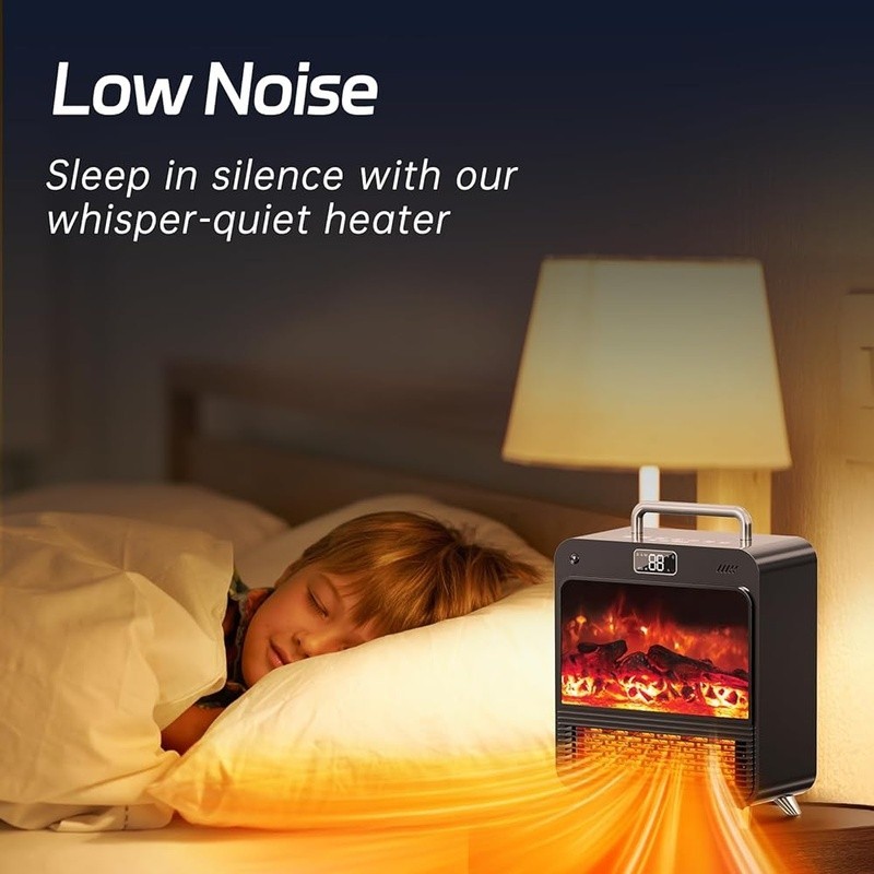 Electric Space Heater Rapid Heating Remote Control 3D Flame Safety Timer