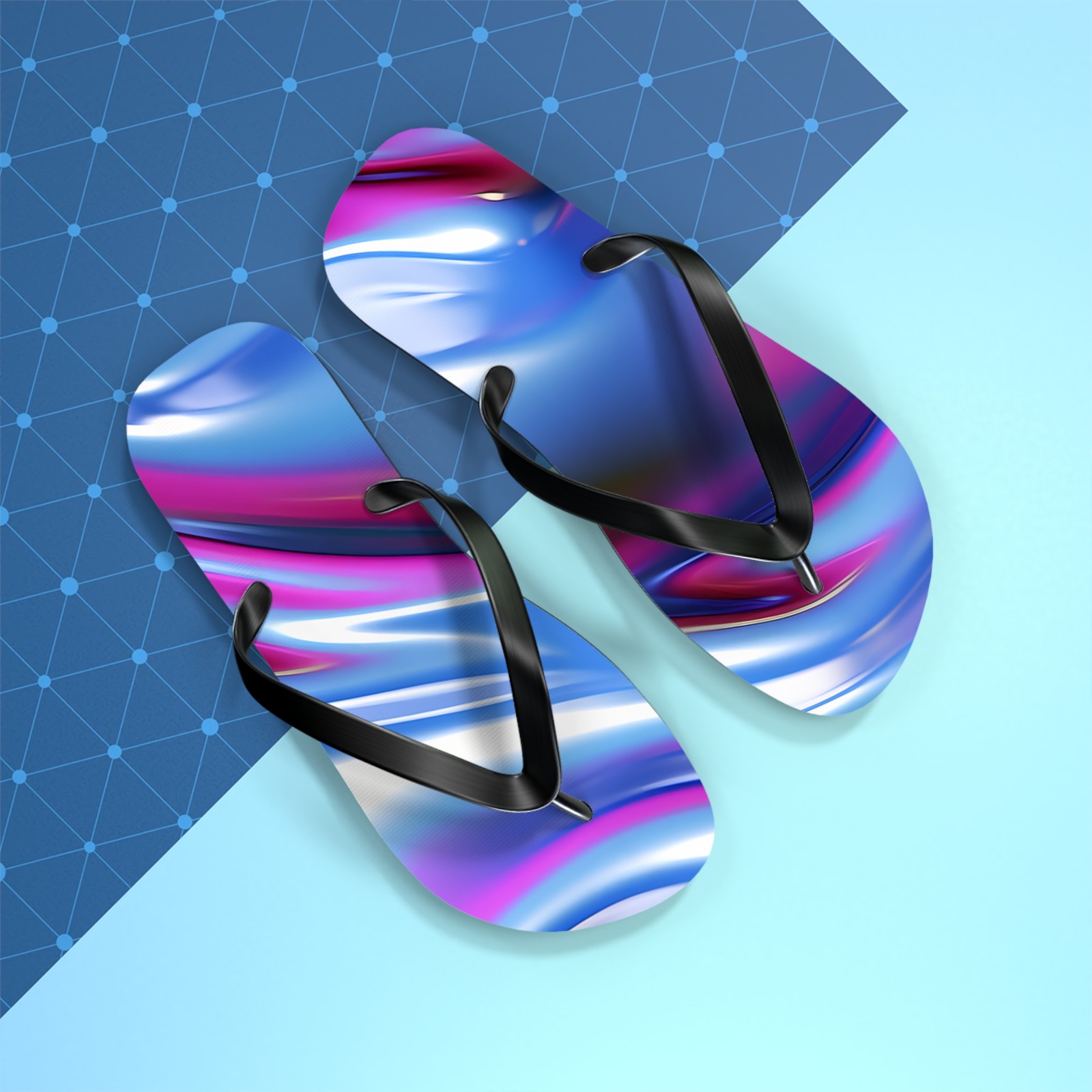 Purple Vibrant Abstract Flip Flops, Summer Footwear, Beach Sandals, Vacation