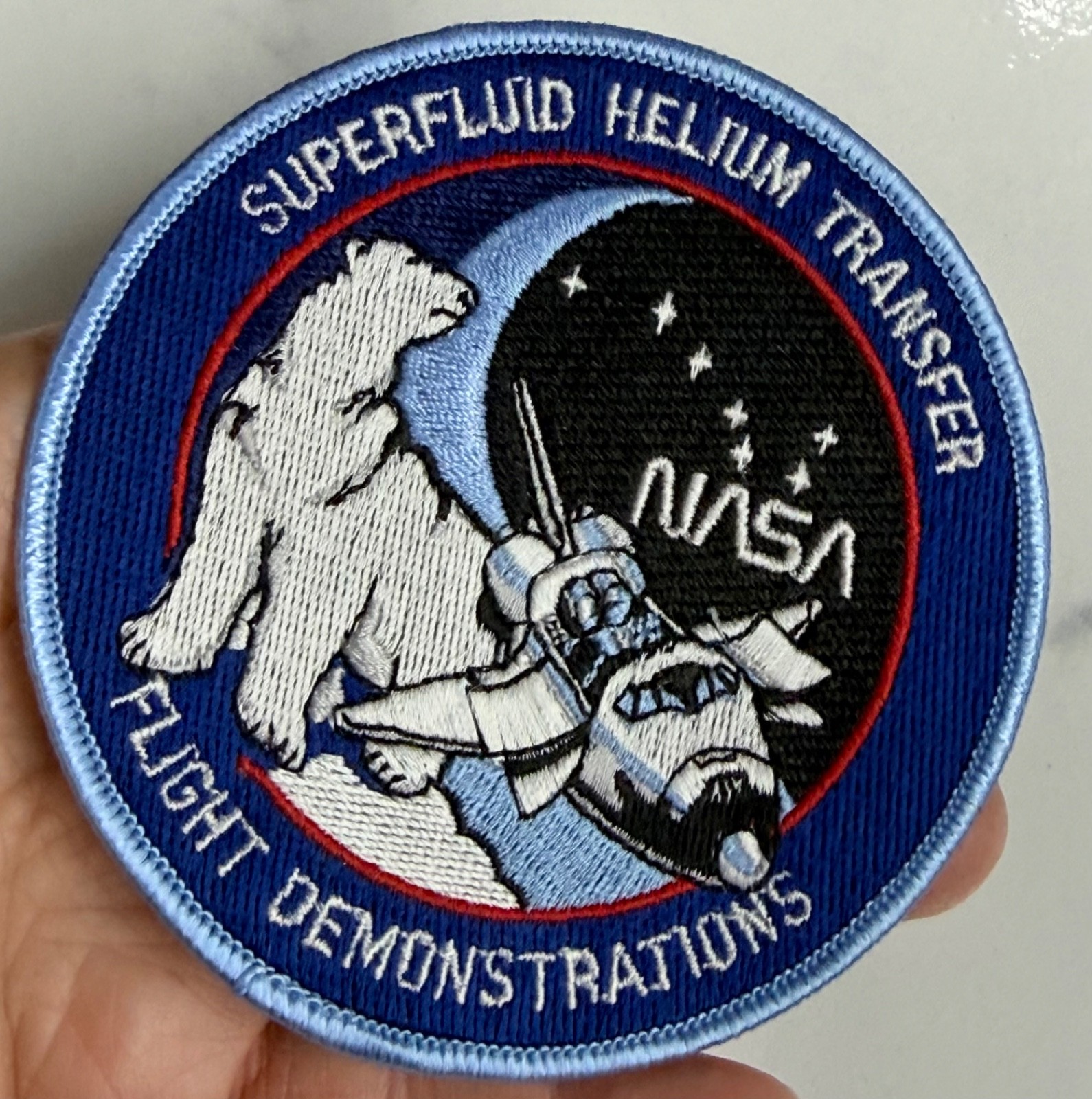 Vtg NASA Superfluid Helium Transfer Flight Demonstration Payload Patch Cloth '93