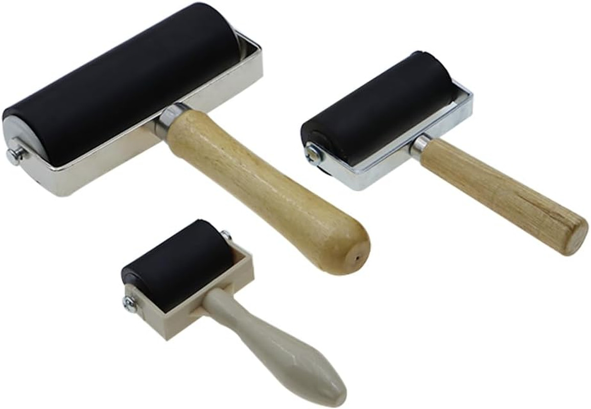 3 Pack Rubber Roller - Brayer Rollers with 3 Size for Crafting Brayer Rollers fo