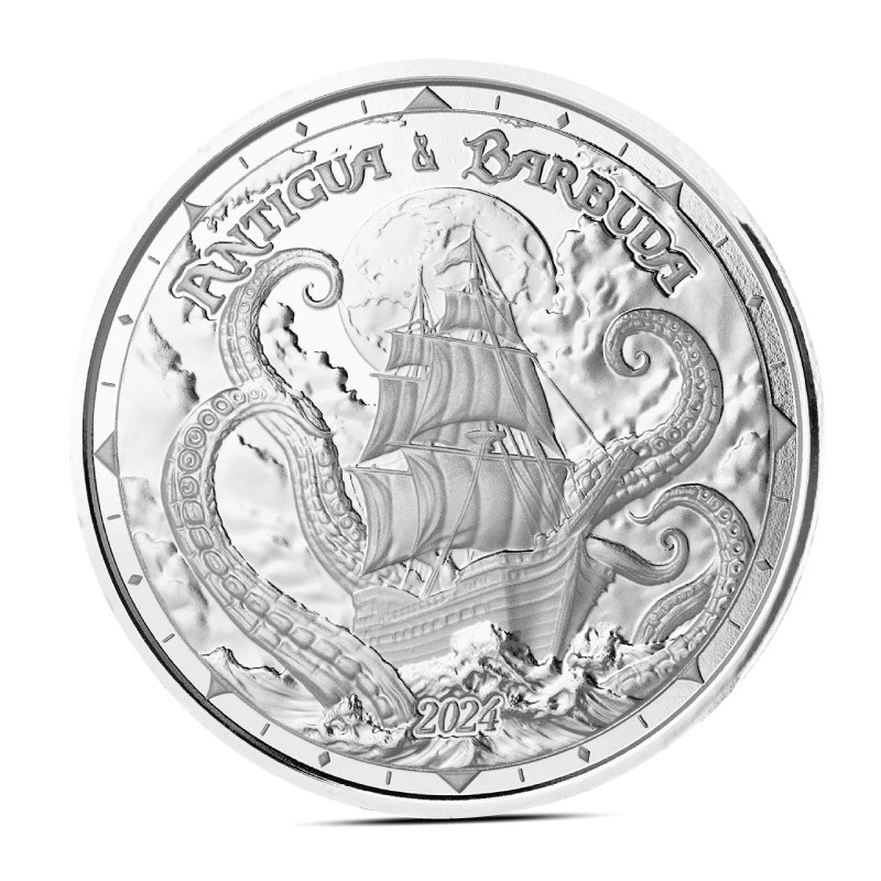 2024 1 oz Antigua & Barbuda Rum Runner & Kraken Silver Coin (BU)