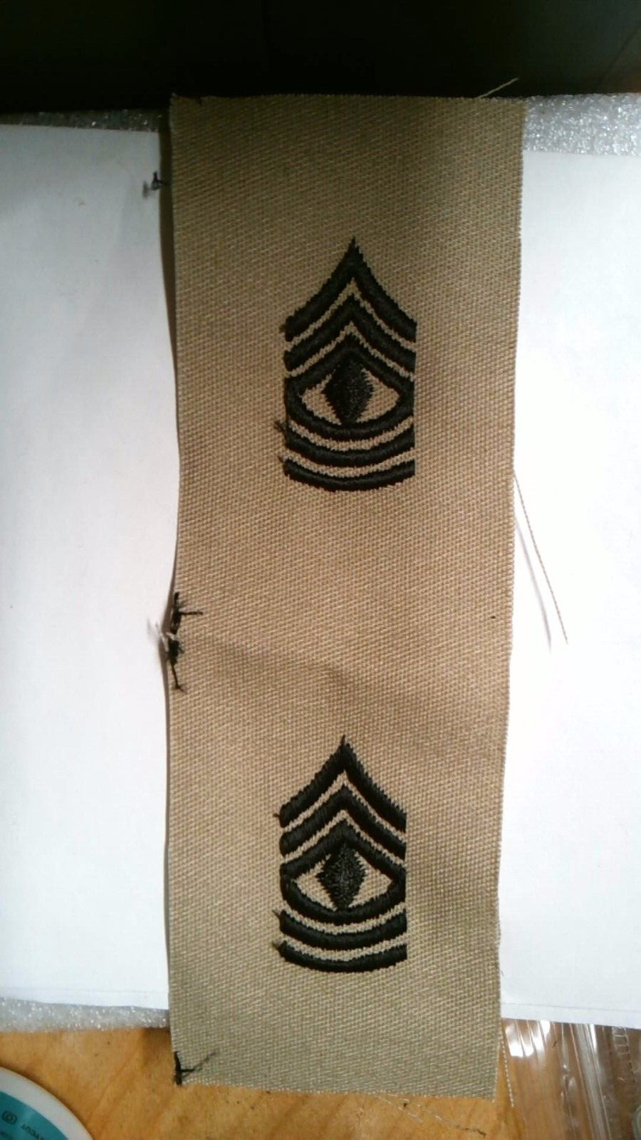 MILITARY PATCH SEW ON RANK SET OF 2 DESERT US ARMY FIRST SERGEANT