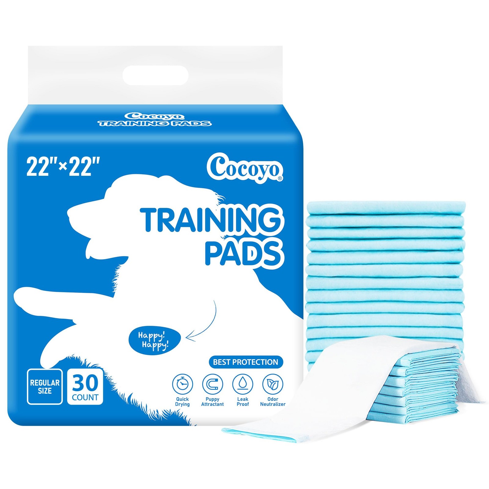 COCOYO Best Value Training Pads 30 Count | Dog Pee Pads | Super Absorbent Puppy