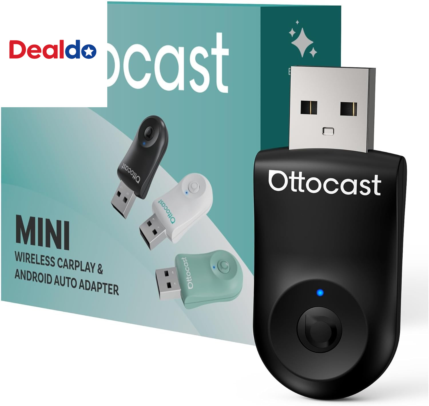 Mini Dongle Wireless Carplay Adapter for Iphone & Android Auto Adapter 2-In-1 Co