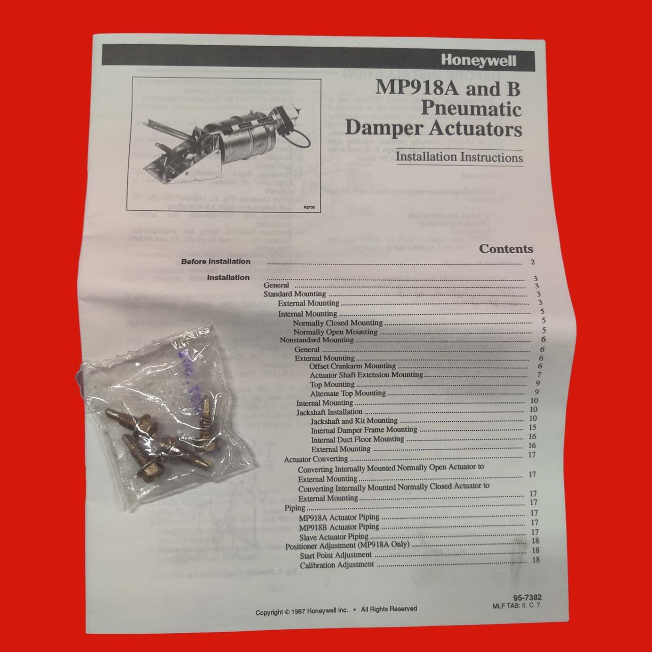 Honeywell MP918B Pneumatic Damper Actuator