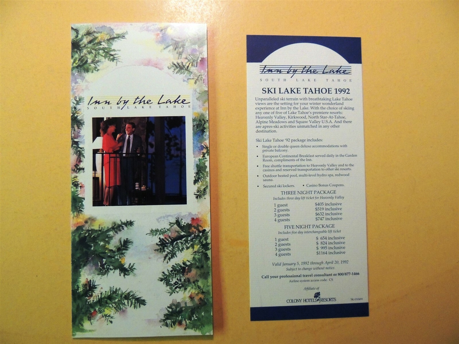 Inn by the Lake South Lake Tahoe California vintage brochure & rate card 1992
