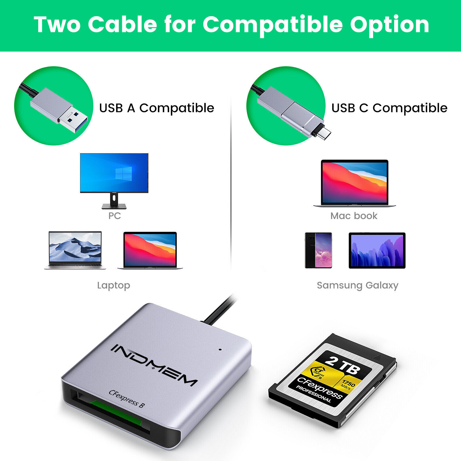 CFexpress Memory Card Adapter up to 10Gbps Support Android/Windows/Mac OS/Linux