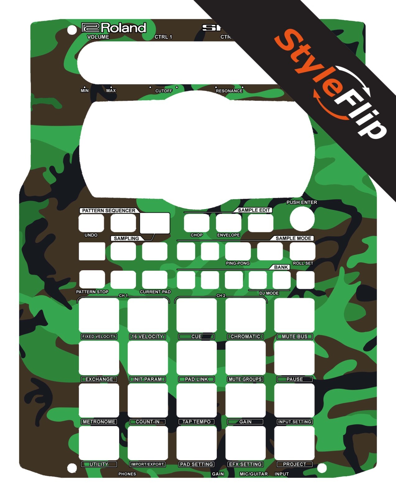 Roland SP-404 MKII Skins | Green Camo | Protective Decal | StyleFlip Skins
