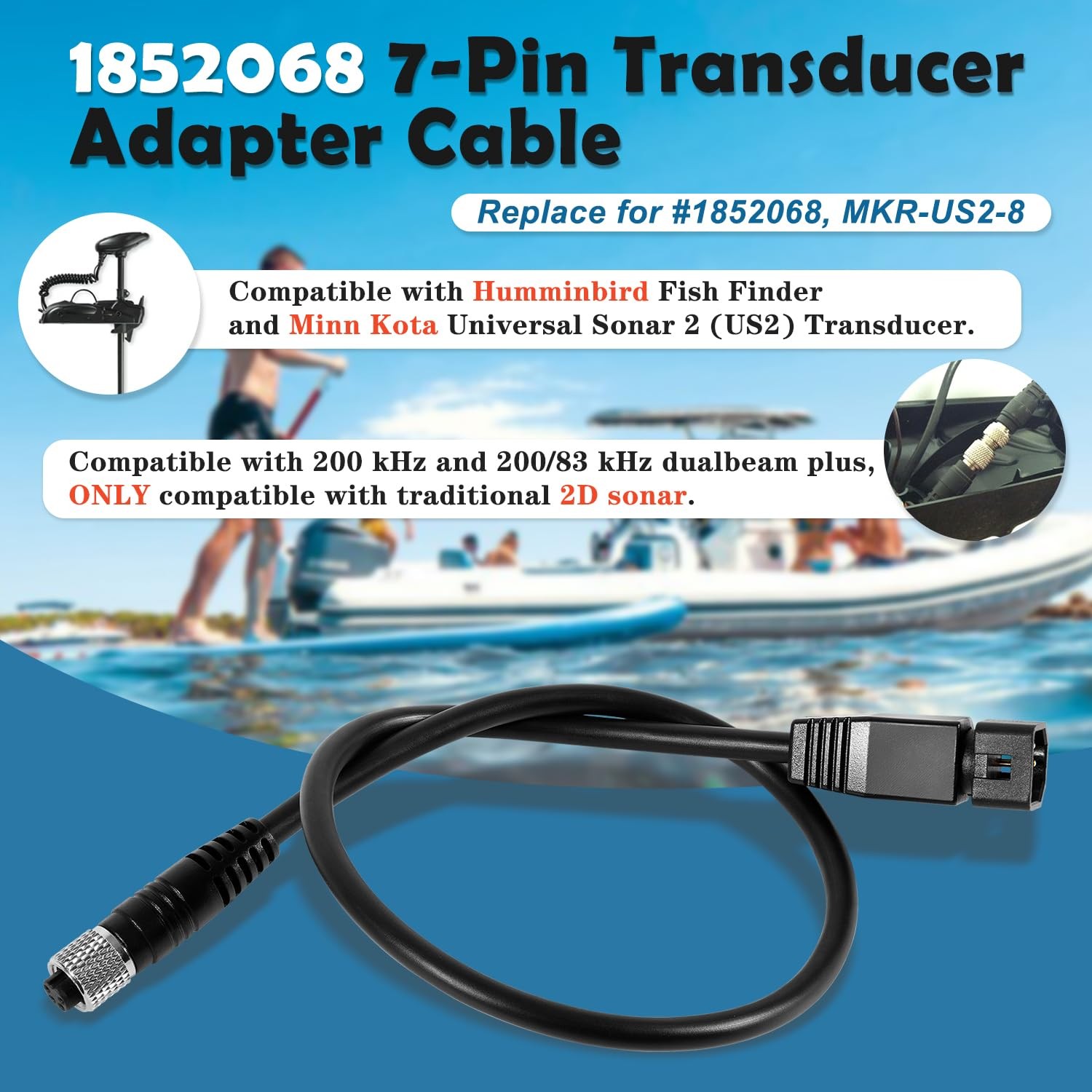 Replacement for 1852068 MKR-US2-8 Hum 7-Pin Transducer Adapter Cable, Compatible