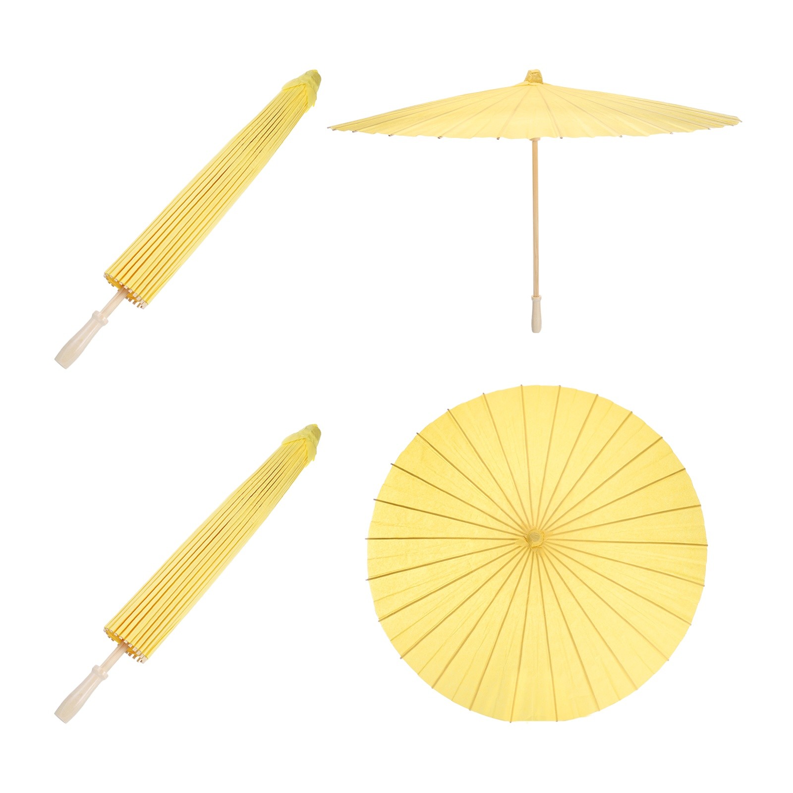 2 Pcs Paper Umbrellas ,33" Paper Parasol Umbrella for Craft,Yellow