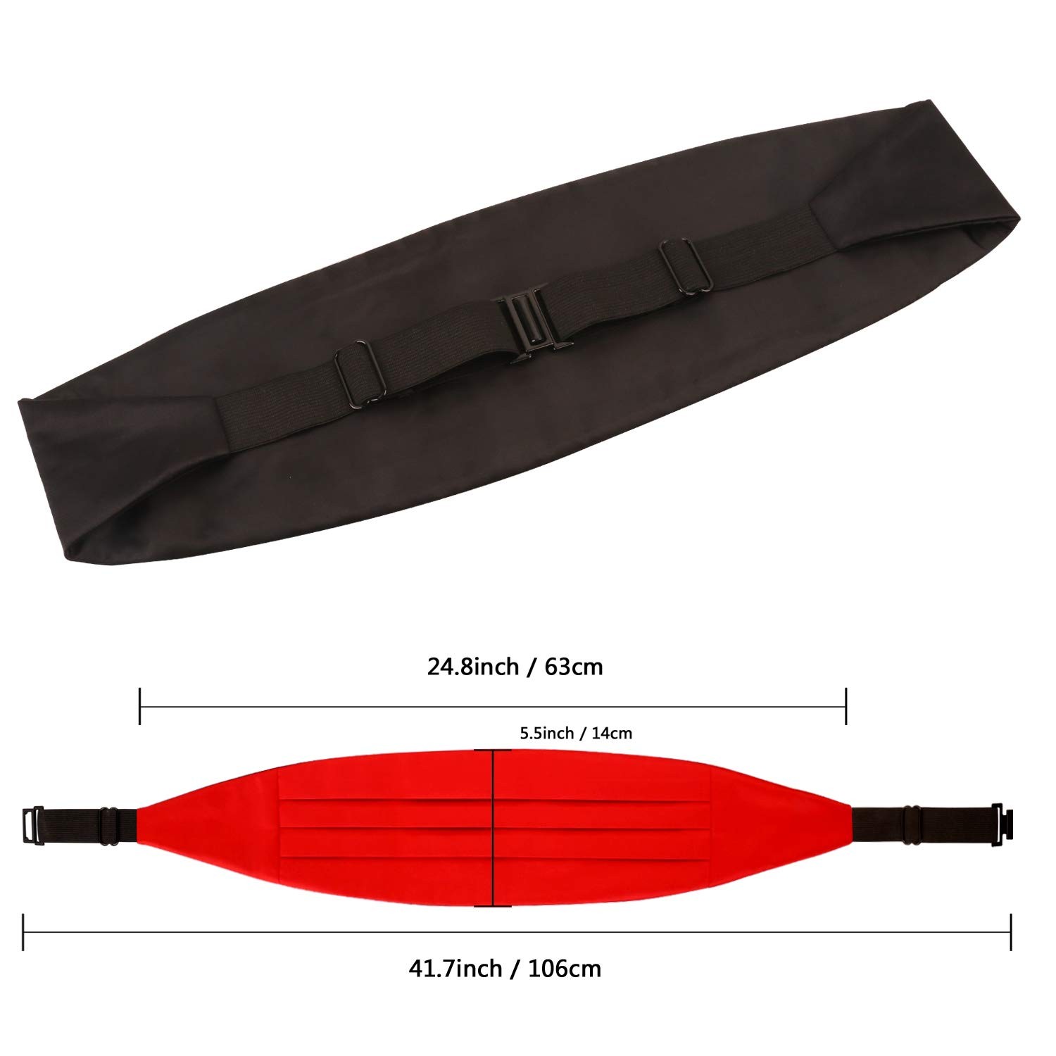 Multicolored Silk Solid Cummerbund for Mens Gift Bow Tie Set, Black