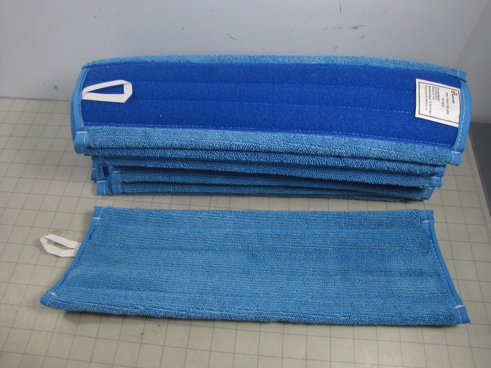 12-pk Skilcraft 30761 18" Blue Flat Mop Head Hook & Loop Connection NEW