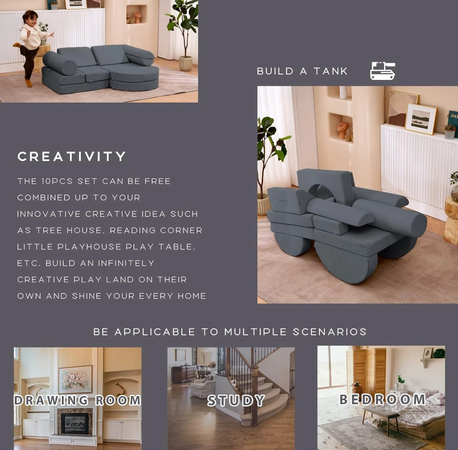 Kids Couch 14PCS Luxury, Floor Sofa Modular Furniture for Adults