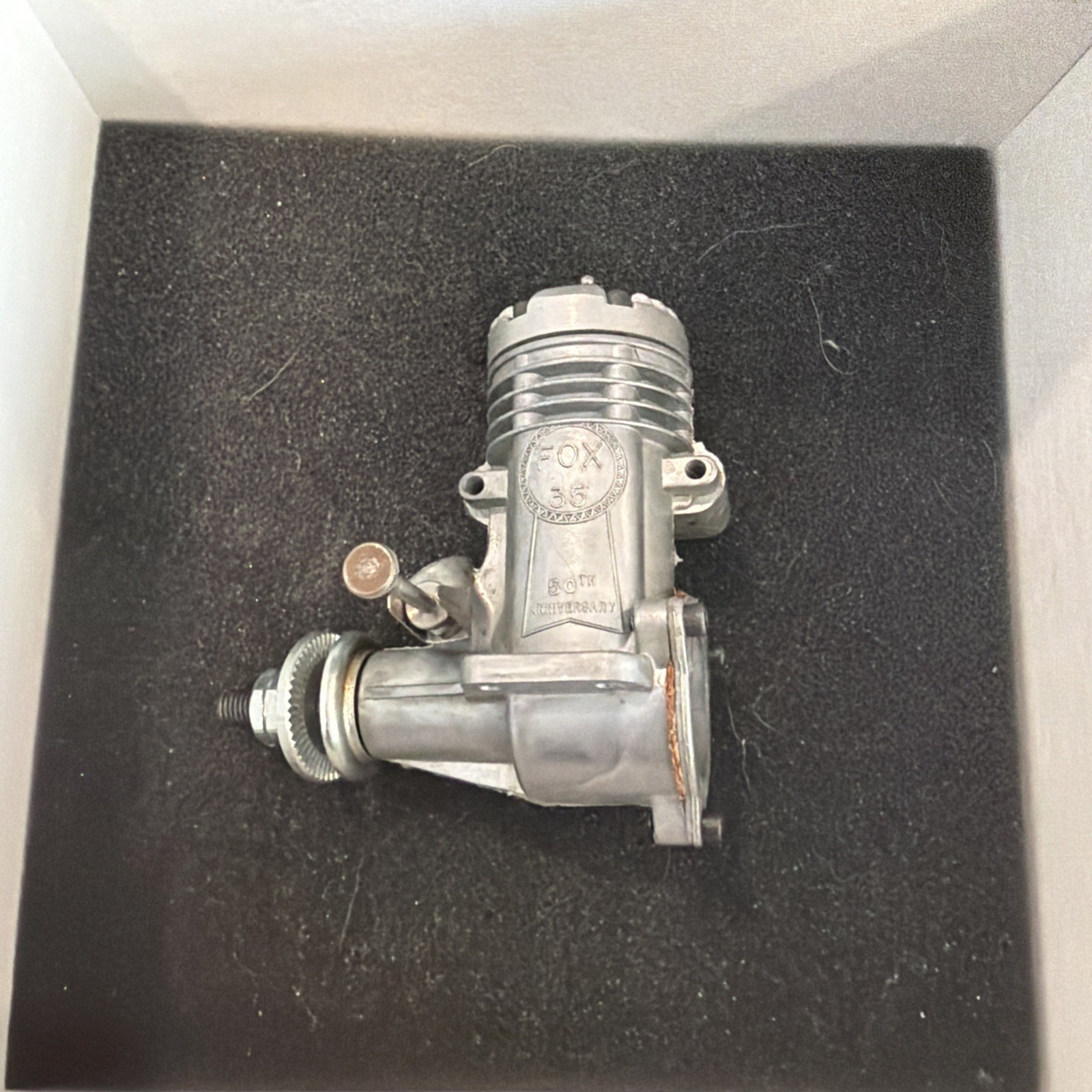 RC Model Airplane Engine Fox 35 Stunt 50th Anniversary Control Line Used In Box