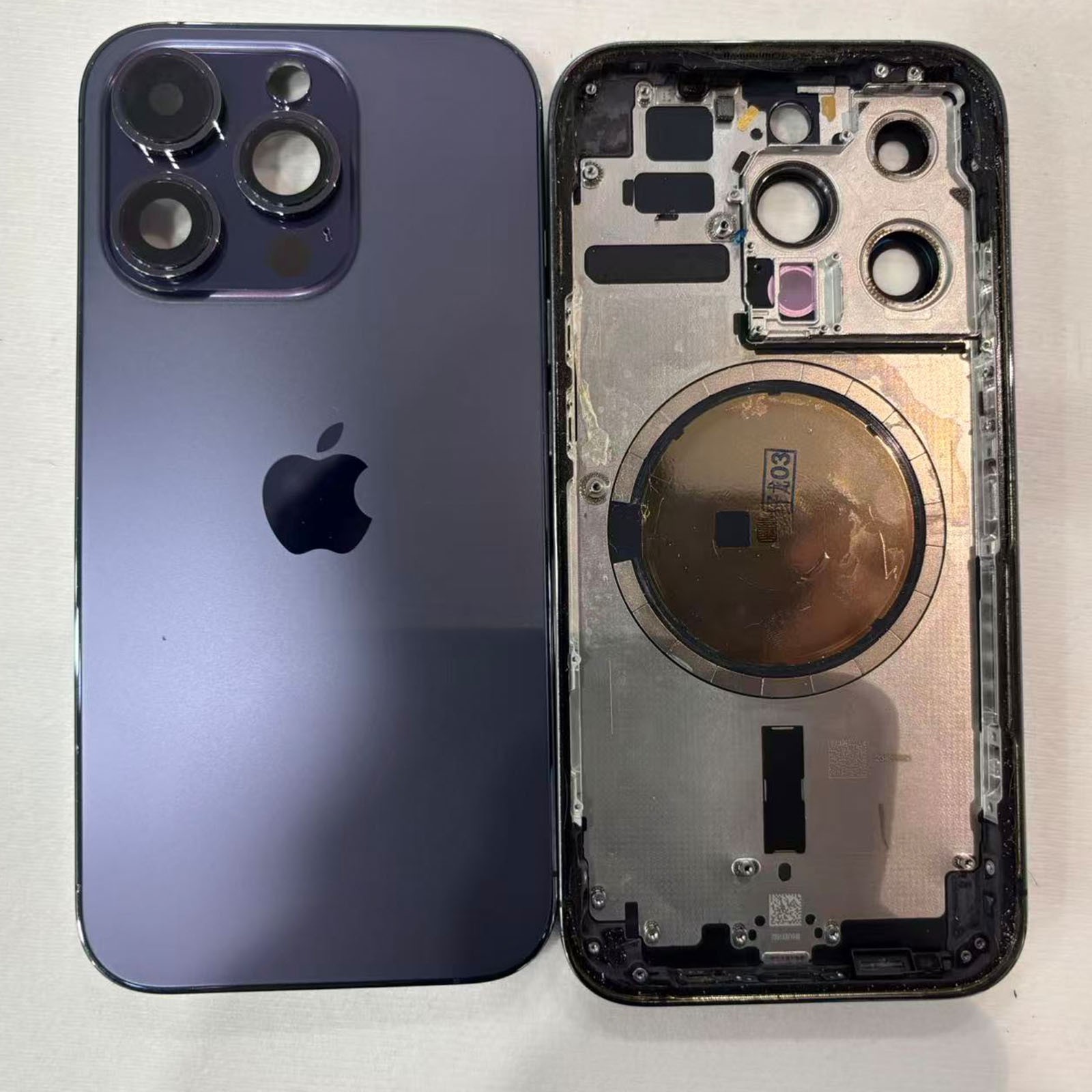 iPhone 14 Pro Rear Housing Mid Frame Assembly Purple  Pulled Replacement A Grade
