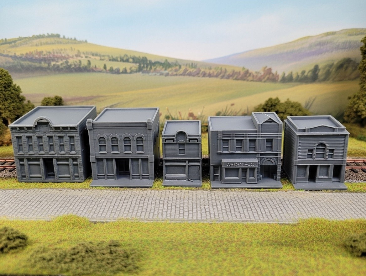 City Block (5) Old Urban Town Buildings Set - Z Scale - 1:220 - No Assembly! 323